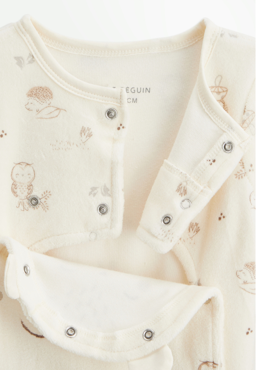 Pyjama bébé en velours ouverture pont Envolée de bisous