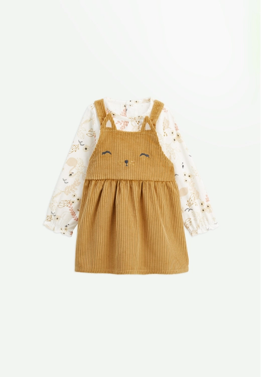 Ensemble enfant robe et t-shirt en velours côtelé Swan