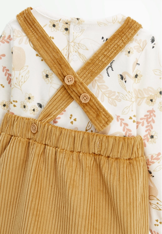 Ensemble enfant robe et t-shirt en velours côtelé Swan