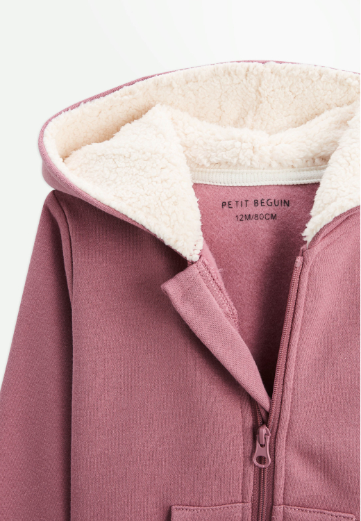 Sweat à capuche zippé enfant en molleton Matcha