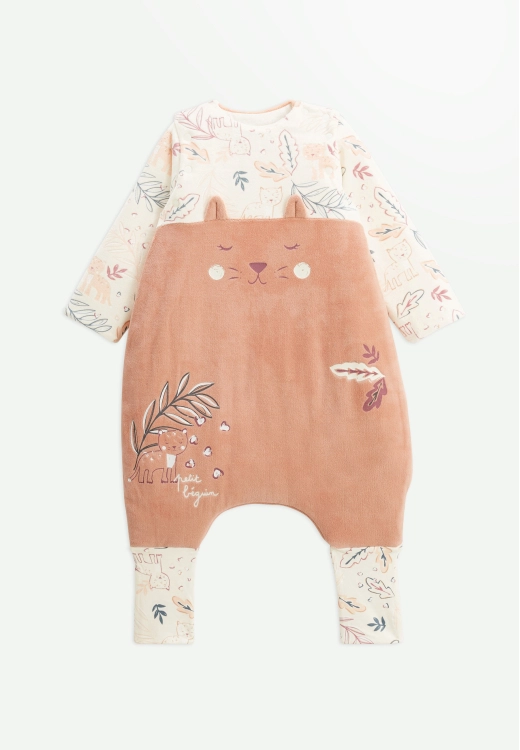 Turbulette d'hiver en velours avec pieds retroussables et manches amovibles Matcha