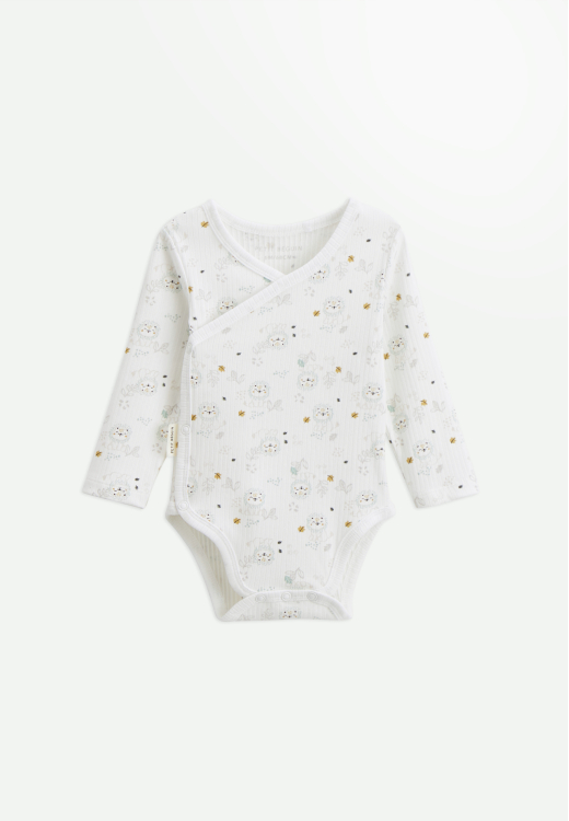 Lot de 2 bodies bébé côtelé manches longues ouverture croisée Kenya