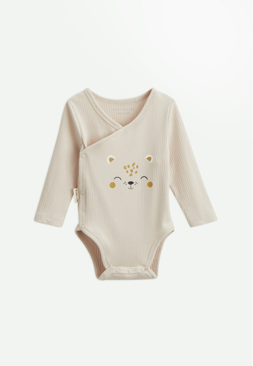 Lot de 2 bodies bébé côtelé manches longues ouverture croisée Kenya