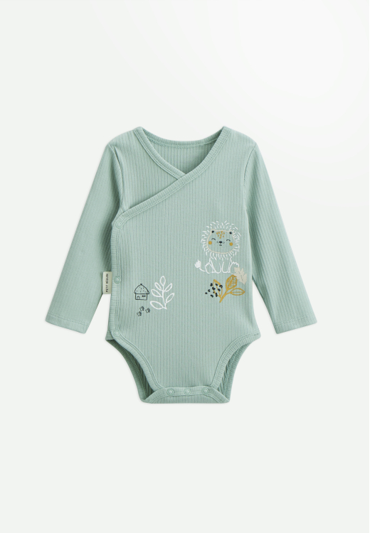 Lot de 2 bodies bébé côtelé manches longues ouverture croisée Kenya