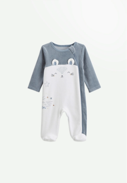 Pyjama bébé en velours ouverture zippée Rêverie