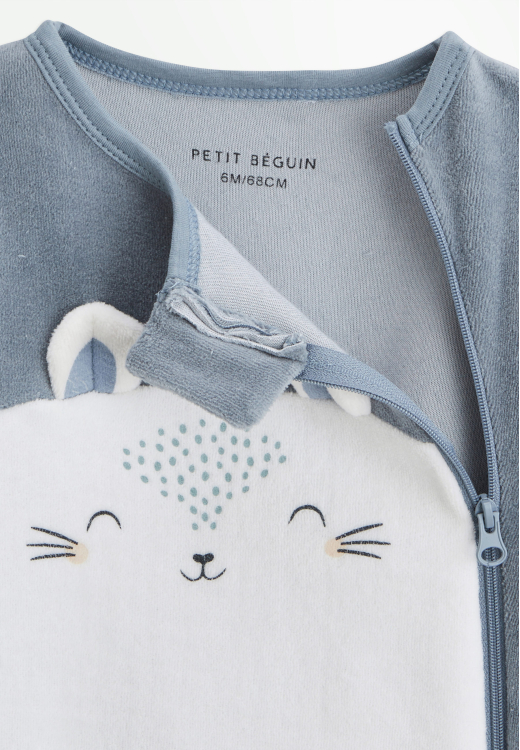 Pyjama bébé en velours ouverture zippée Rêverie