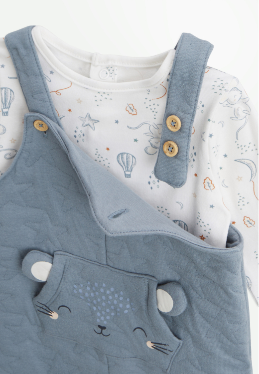 Ensemble salopette bébé en coton matelassé et t-shirt Rêverie