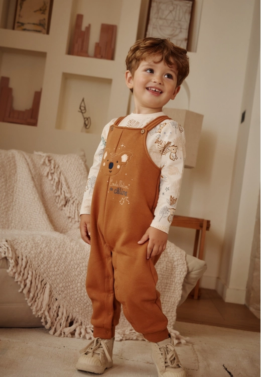 Ensemble salopette bébé en molleton et t-shirt Constellation