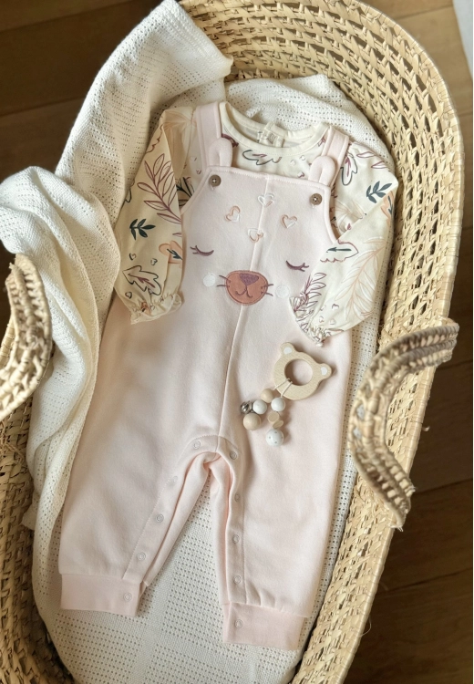 Ensemble salopette bébé en molleton et t-shirt Matcha