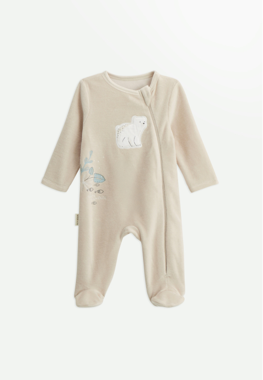 Lot de 2 pyjamas bébé en velours ouverture zippée Câlins