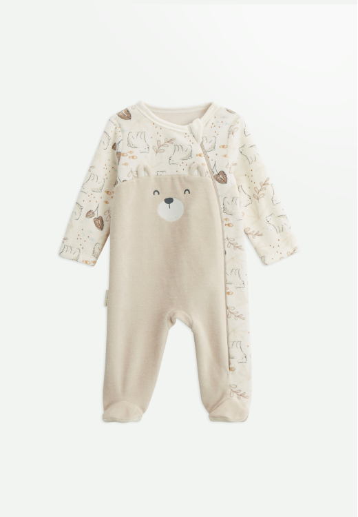 Lot de 2 pyjamas bébé en velours ouverture zippée Câlins