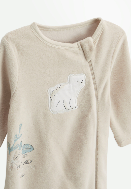 Lot de 2 pyjamas bébé en velours ouverture zippée Câlins