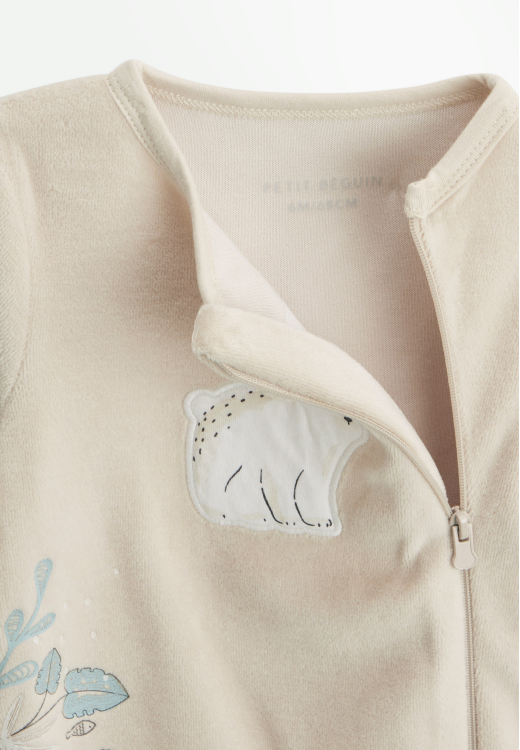 Lot de 2 pyjamas bébé en velours ouverture zippée Câlins