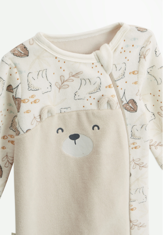 Lot de 2 pyjamas bébé en velours ouverture zippée Câlins