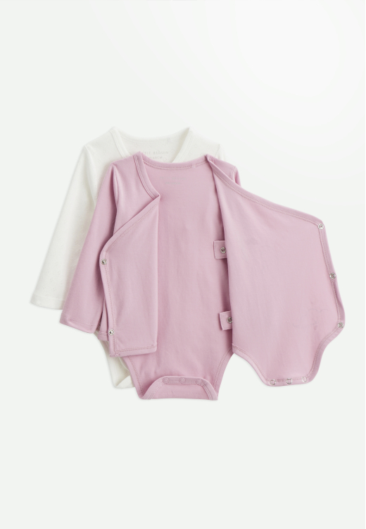 Lot de 2 bodies bébé manches longues ouverture croisée Miss Chatchatchat