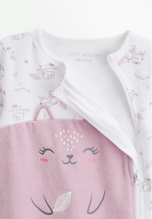 Pyjama bébé en velours ouverture zippée Miss Chatchatchat