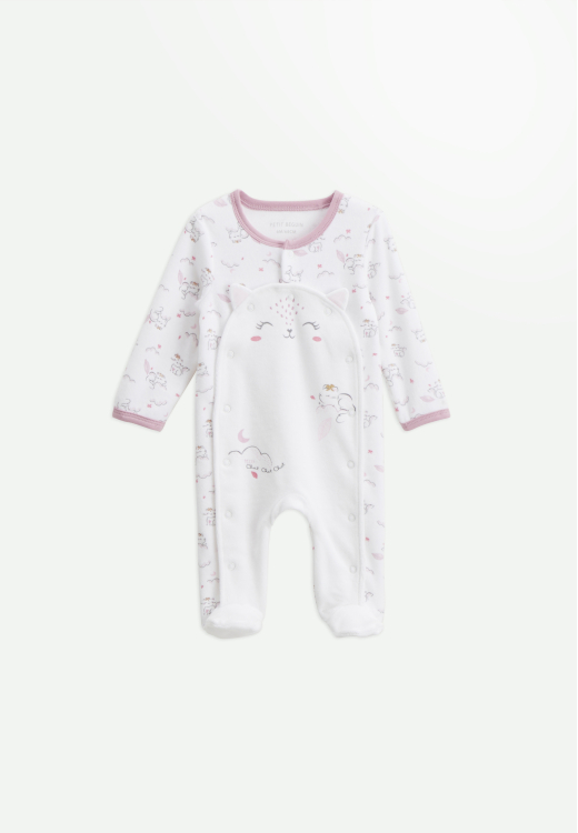 Pyjama bébé en velours ouverture pont Miss Chatchatchat