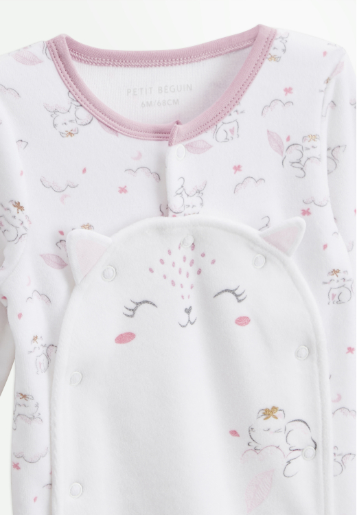 Pyjama bébé en velours ouverture pont Miss Chatchatchat