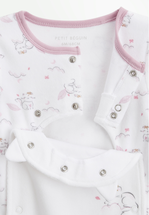 Pyjama bébé en velours ouverture pont Miss Chatchatchat