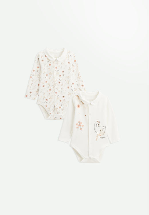 Lot de 2 bodies bébé manches longues ouverture croisée Perle