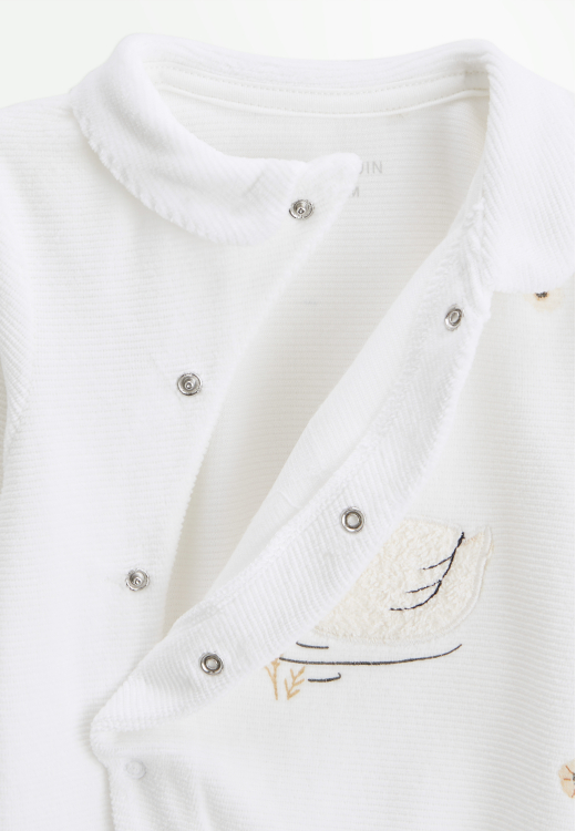 Pyjama bébé en velours ouverture croisée Perle