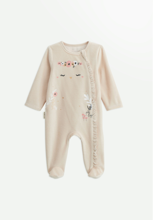 Lot de 2 pyjamas bébé en velours ouverture zippée Perle