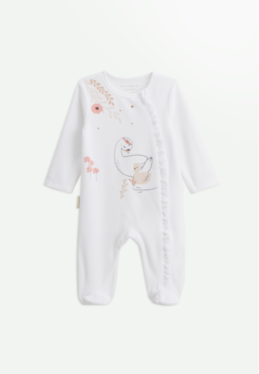 Lot de 2 pyjamas bébé en velours ouverture zippée Perle