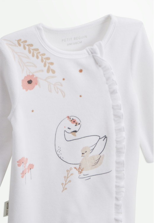 Lot de 2 pyjamas bébé en velours ouverture zippée Perle