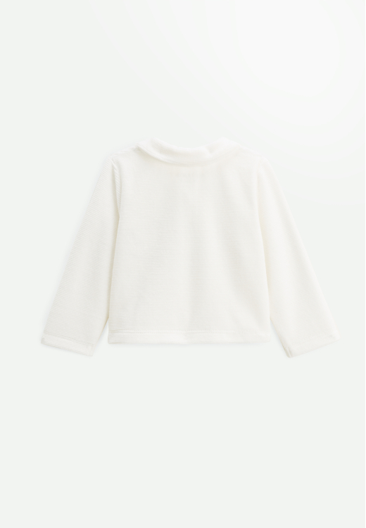 Ensemble gilet et pantalon bébé en velours Perle