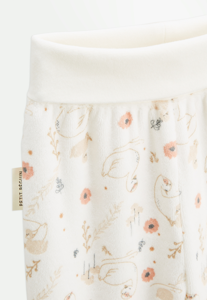 Ensemble gilet et pantalon bébé en velours Perle