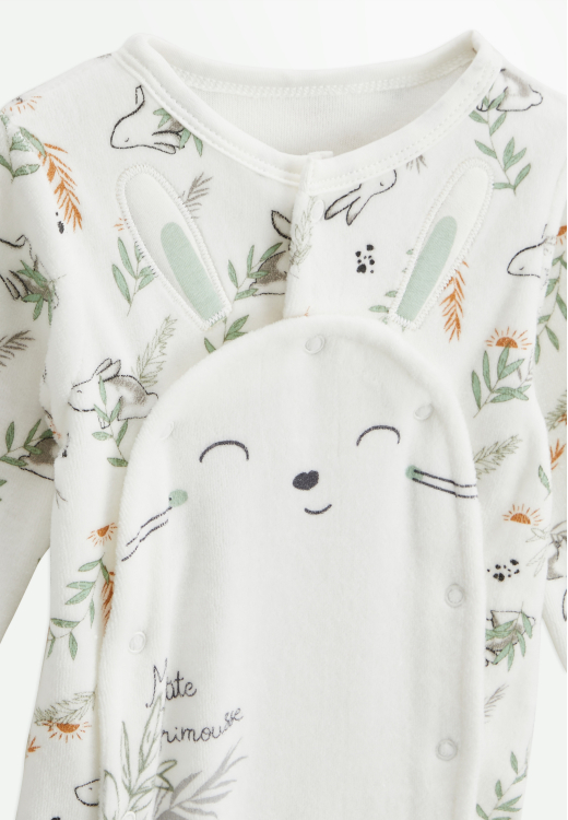 Pyjama bébé en velours ouverture pont Frimousse