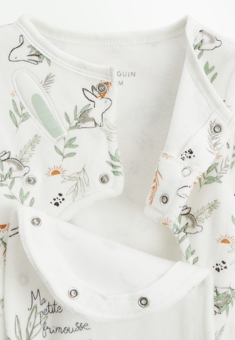 Pyjama bébé en velours ouverture pont Frimousse