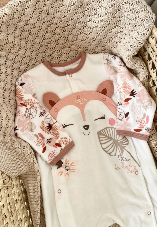 Pyjama bébé fille en velours ouverture pont Machu Picchu nature morte