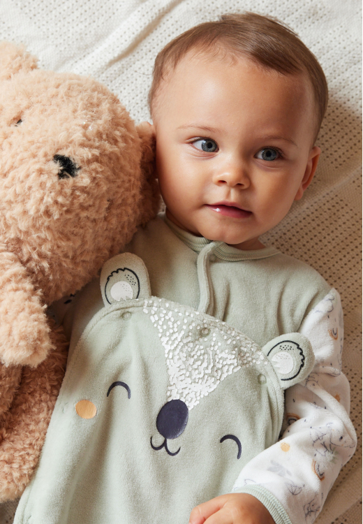 Pyjama bébé mixte en velours ouverture pont Nuage