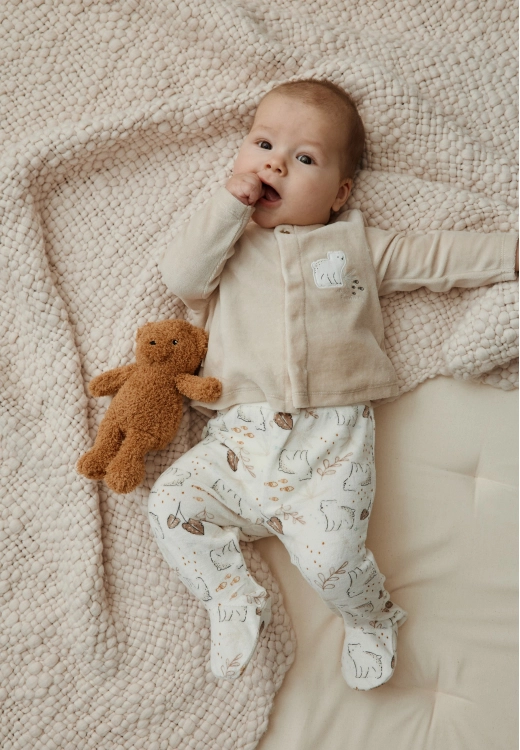 Ensemble gilet et pantalon bébé en velours Câlins