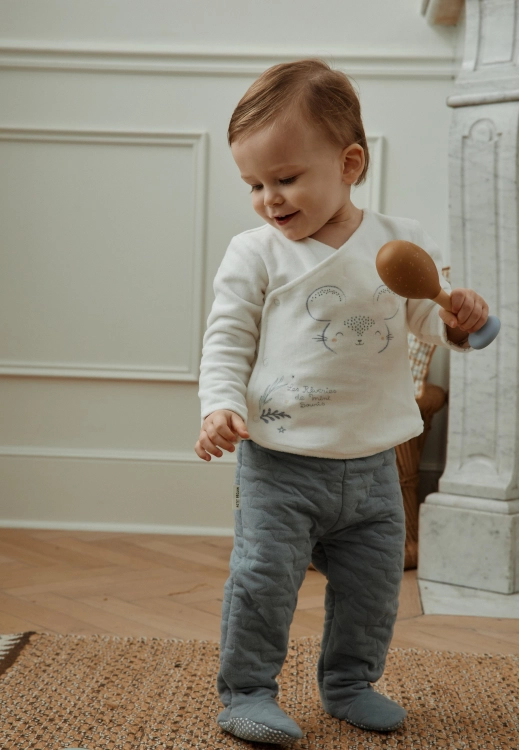 Ensemble bébé gilet en velours et pantalon en coton matelassé Rêverie